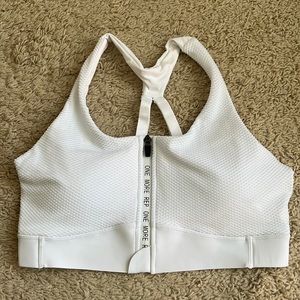 Zyia White zip-front racerback sports bra